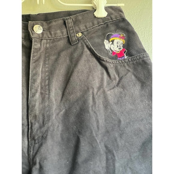 Disney Mickey Unlimited Black Denim Shorts‎ Minnie Mouse Patch in Pocket Youth 9 - Picture 2 of 3